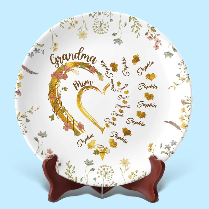 Where Family Begins & Love Never Ends - Family Personalized Custom Ceramic Plate - Mother's Day, Gift For Mom, Grandma