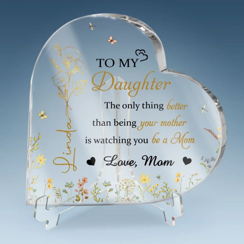 For My Precious Girl - Family Personalized Custom Heart Shaped Acrylic Plaque - Mother's Day, Gift For Mom, Daughter
