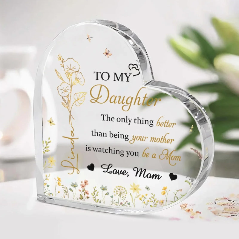 For My Precious Girl - Family Personalized Custom Heart Shaped Acrylic Plaque - Mother's Day, Gift For Mom, Daughter