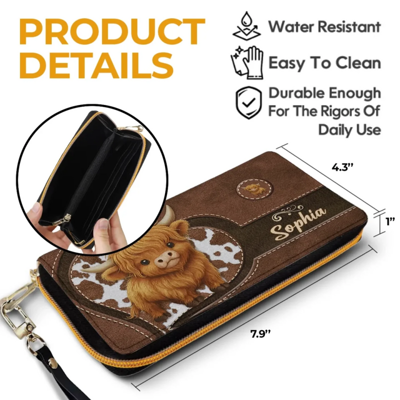 Sweet As A Calf, Strong As A Mom - Family Personalized Custom Leather Long Wallet - Mother's Day, Gift For Mom, Grandma
