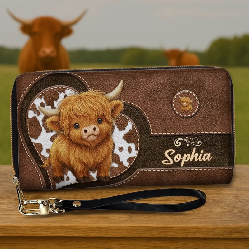 Sweet As A Calf, Strong As A Mom - Family Personalized Custom Leather Long Wallet - Mother's Day, Gift For Mom, Grandma