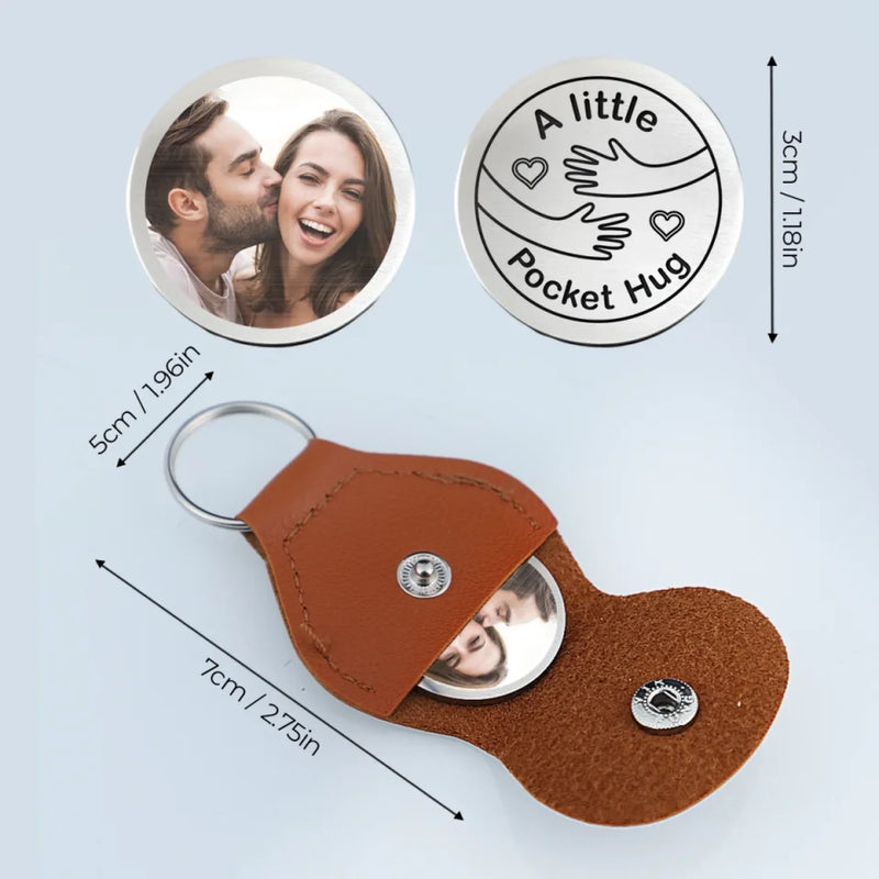 Custom Photo Keep A Hug With You, Always - Couple Personalized Custom Pocket Hug - Gift For Husband Wife, Anniversary