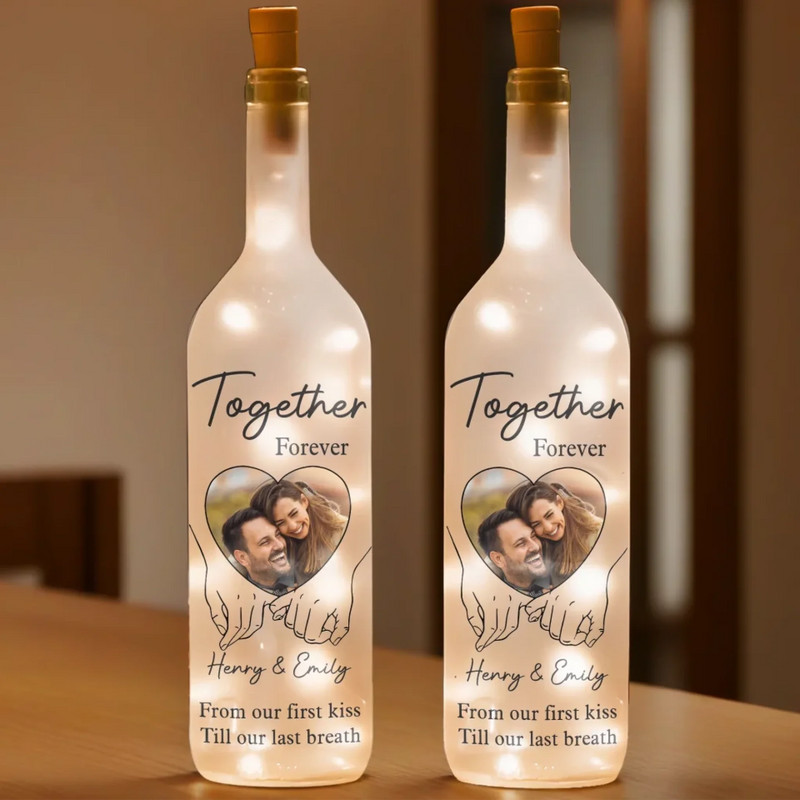 Custom Photo Loving You Endlessly - Couple Personalized Custom Bottle Lamp - Gift For Husband Wife, Anniversary