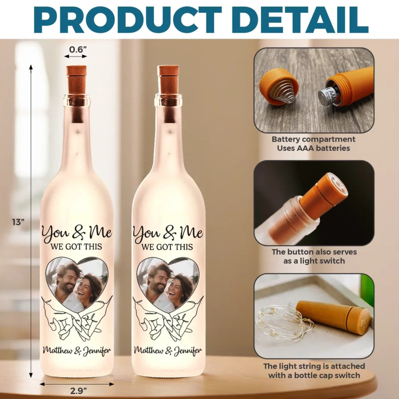 Custom Photo Still Holding On, Still Holding Hands - Couple Personalized Custom Bottle Lamp - Gift For Husband Wife, Anniversary