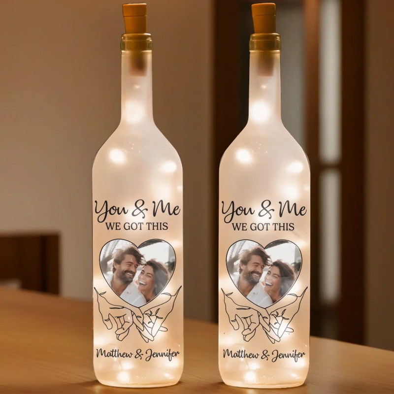 Custom Photo Still Holding On, Still Holding Hands - Couple Personalized Custom Bottle Lamp - Gift For Husband Wife, Anniversary