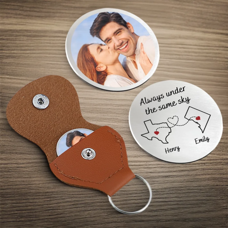 Custom Photo Love Knows No Distance - Couple Personalized Custom Pocket Hug - Gift For Husband Wife, Anniversary