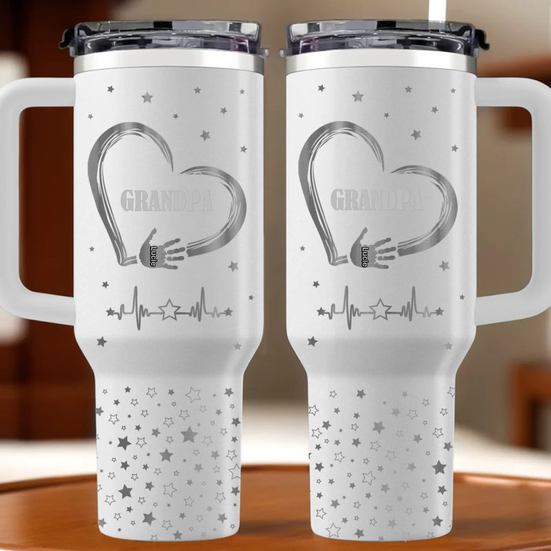 The Heart Of Our Family - Family Personalized Custom Engraved 40oz Tumbler With Handle - Father's Day, Gift For Dad, Grandpa
