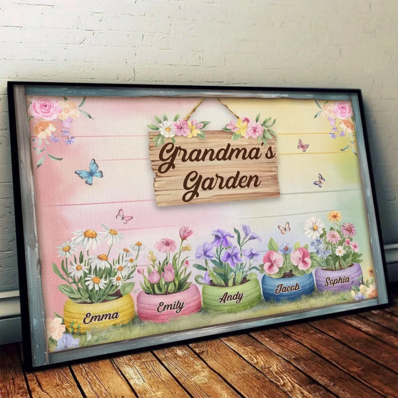 Where Flowers Bloom, So Does Love - Family Personalized Custom Horizontal Poster - Mother's Day, Gift For Mom, Grandma