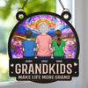Built With Love, Blessed With Grandkids - Family Personalized Window Hanging Suncatcher Ornament - Mother's Day, Gift For Mom, Grandma
