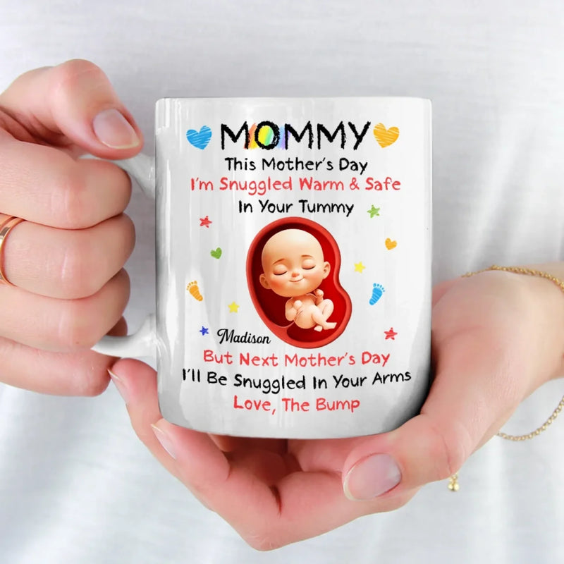 Sending Cuddles From The Inside - Family Personalized Custom Mug - Mother's Day, Baby Shower Gift, Gift For First Mom
