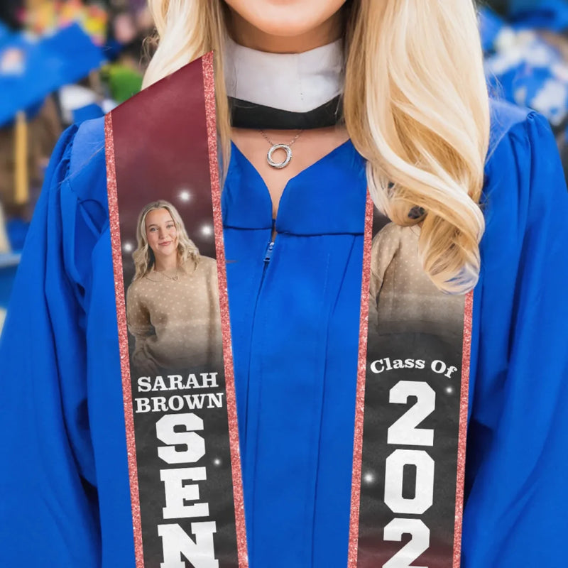 Custom Photo The Tassel Was Worth The Hassle - Family Personalized Custom Triangle Graduation Stole - Graduation Gift For Family Members, Siblings, Brothers, Sisters