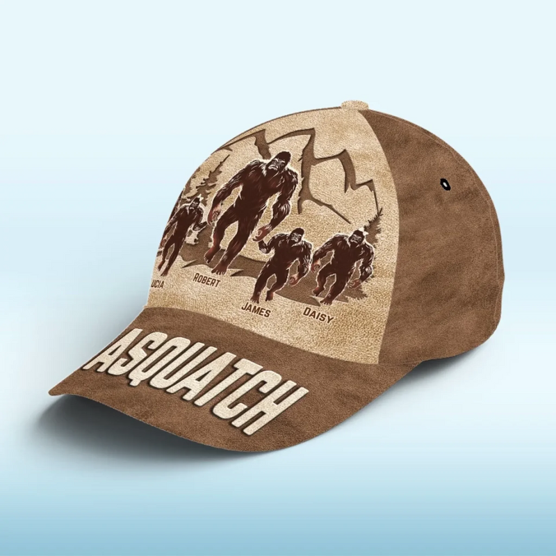 Walkin' With My Little Squatches - Family Personalized Custom Hat, All Over Print Classic Cap - Father's Day, Gift For Dad, Grandpa