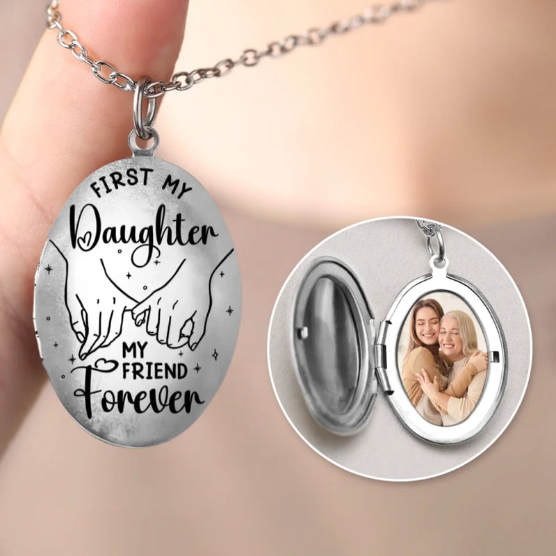 Custom Photo First My Mother, My Friend Forever - Family Personalized Custom Locket Necklace - Mother's Day, Gift For Mom, Daughter