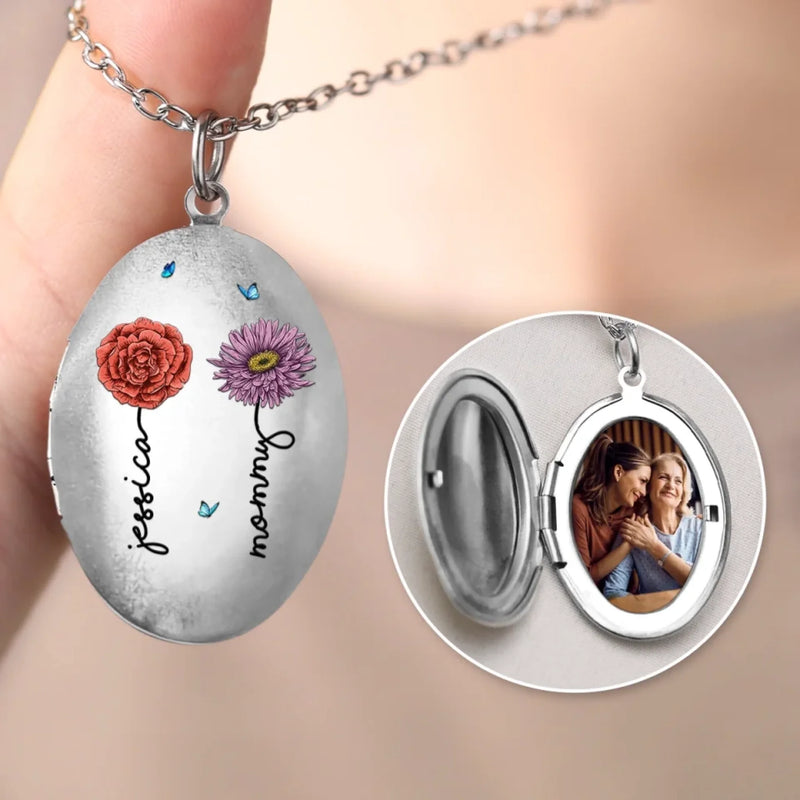 Custom Photo Growing Together In Love - Family Personalized Custom Locket Necklace - Mother's Day, Gift For Mom, Daughter