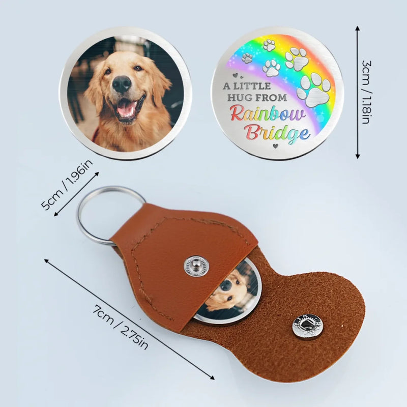 Custom Pet Photo Rainbow Bridge Memorial Gift - Personalized Pocket Hug