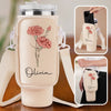Grow Strong, Flourish Like A Flower - Family Personalized Custom Neoprene Water Bottle Carrier With Pocket - Gift For Yourself, Best Friends, Siblings, Family Members