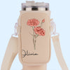 Grow Strong, Flourish Like A Flower - Family Personalized Custom Neoprene Water Bottle Carrier With Pocket - Gift For Yourself, Best Friends, Siblings, Family Members