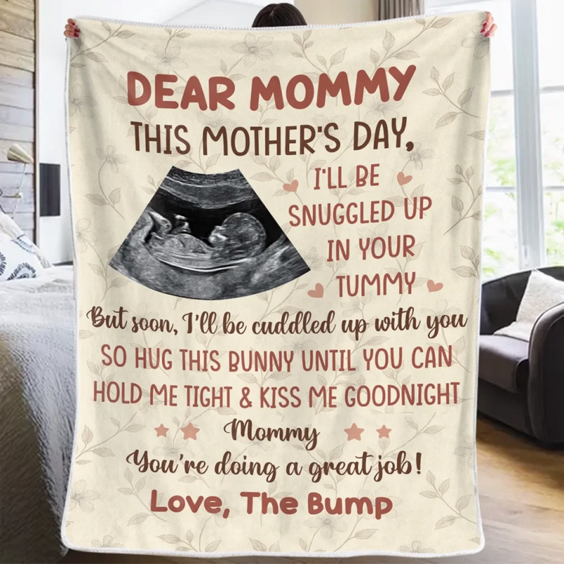 Custom Photo Soon We’ll Be Face To Face - Family Personalized Custom Blanket - Mother's Day, Baby Shower Gift, Gift For First Mom