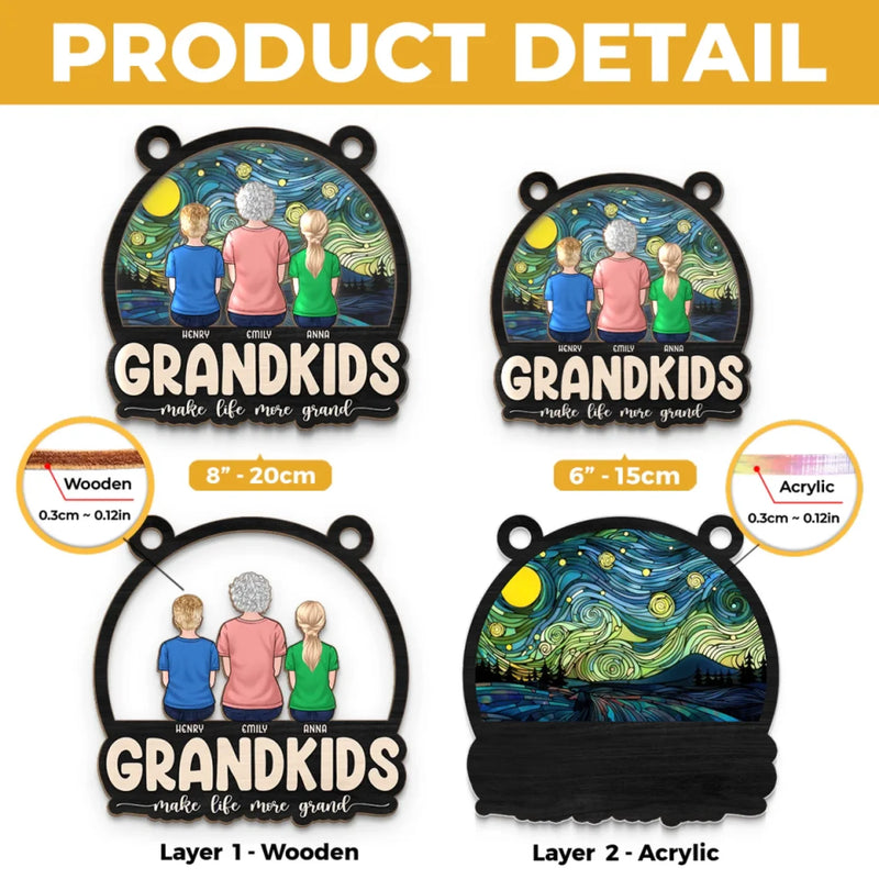 My Universe Is Built Of Grandkids - Family Personalized Window Hanging Suncatcher Ornament - Mother's Day, Gift For Mom, Grandma