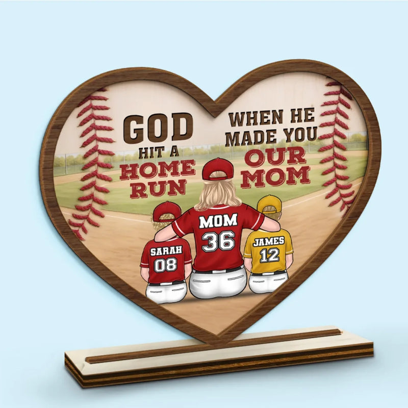 The Real Coach Behind Every Win - Family Personalized Custom Shaped 2-Layered Wooden Plaque With Flat Stand - Mother's Day, House Warming Gift For Mom, Sport Lovers, Sport Players