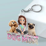 Custom Dog Mom Name Gifts for Women - Personalized Acrylic Keychain