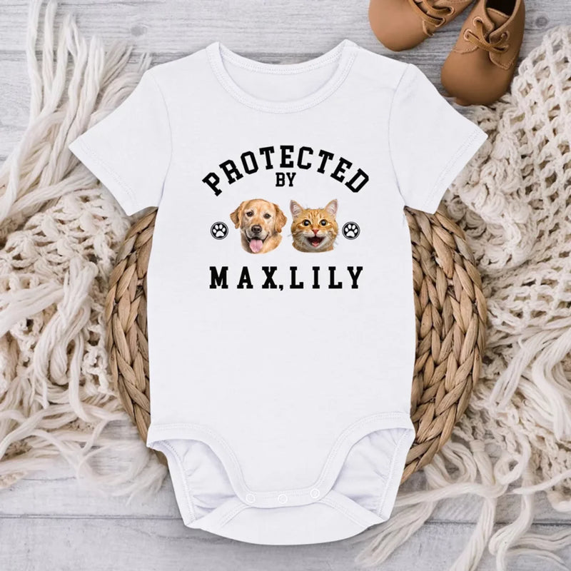 Custom Photo Cuteness Is Their Disguise - Dog & Cat Personalized Custom Baby Onesie - Baby Shower Gift, Gift For Pet Owners, Pet Lovers