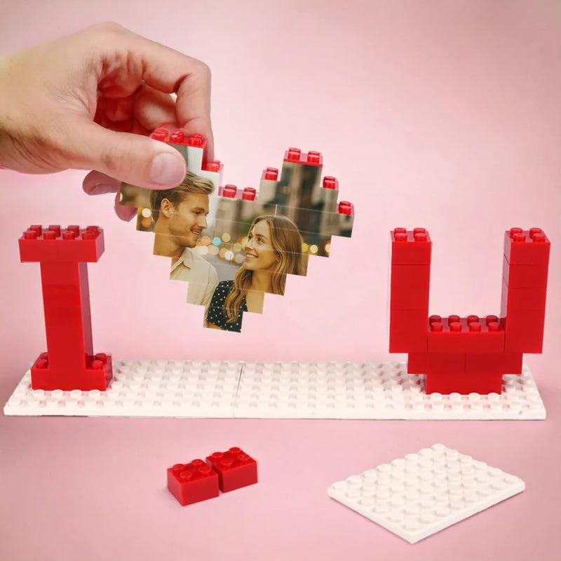 Custom Photo Our Love Is The Perfect Piece - Couple Personalized Custom Building Blocks Puzzle, 3D Building Blocks - Gift For Husband Wife, Anniversary