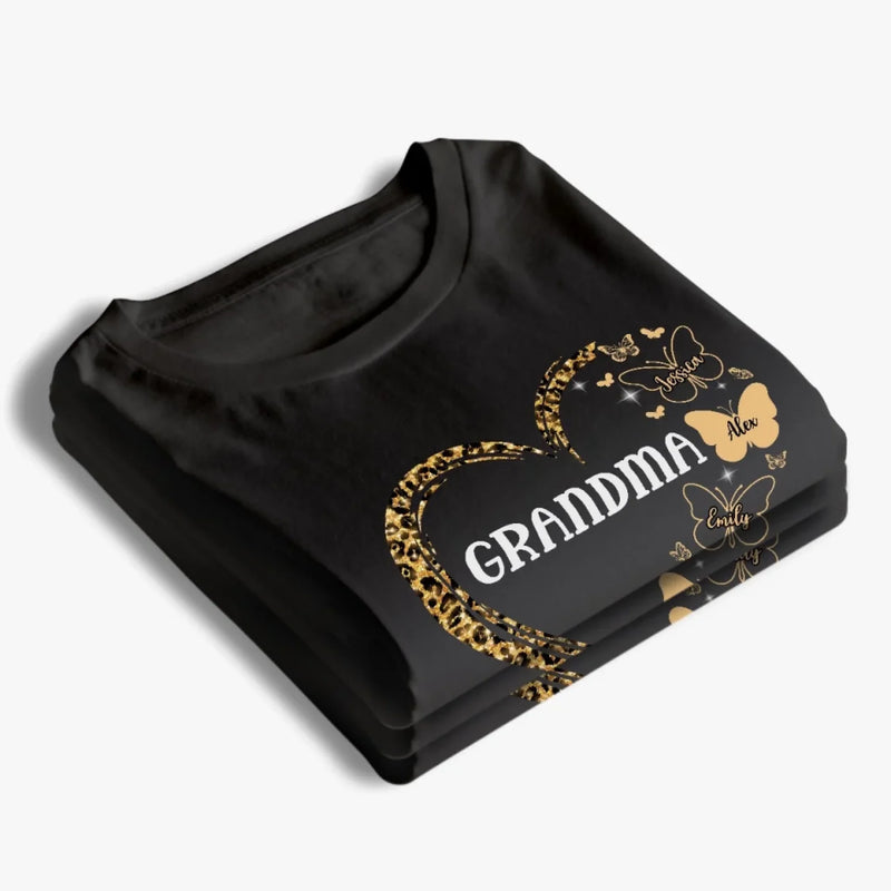 Grandma’s Love Takes Flight, Just Like Butterflies - Family Personalized Custom Unisex T-shirt, Premium T-shirt, Hoodie - Mother's Day, Gift For Mom, Grandma
