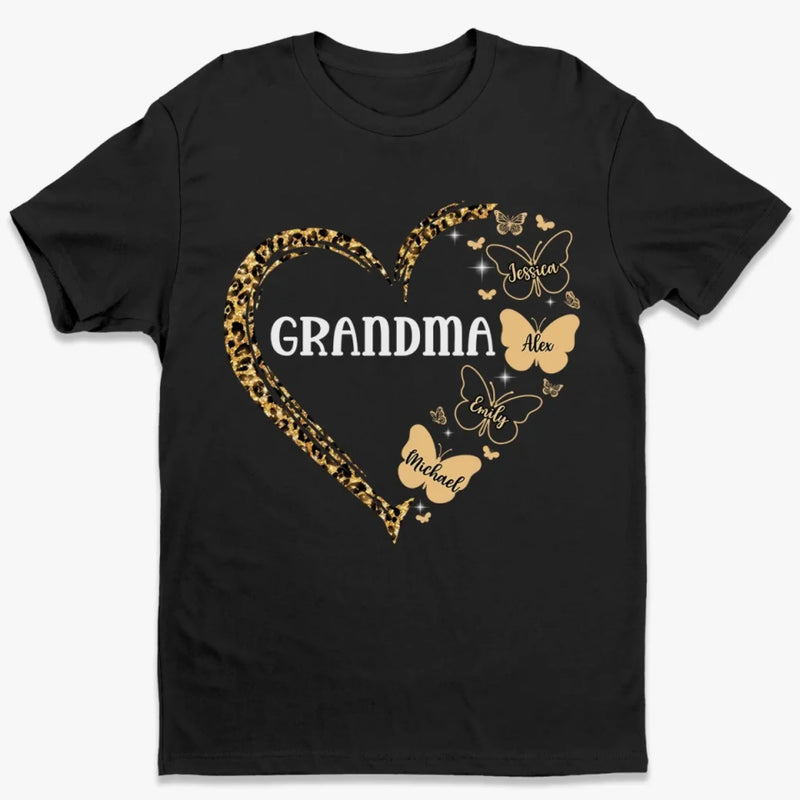 Grandma’s Love Takes Flight, Just Like Butterflies - Family Personalized Custom Unisex T-shirt, Premium T-shirt, Hoodie - Mother's Day, Gift For Mom, Grandma