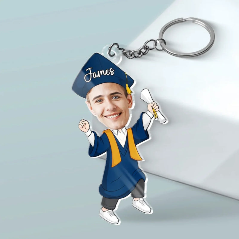 Custom Photo From Late Nights To Bright Futures - Family Personalized Custom Shaped Acrylic Keychain - Graduation Gift For Family Members, Siblings, Brothers, Sisters