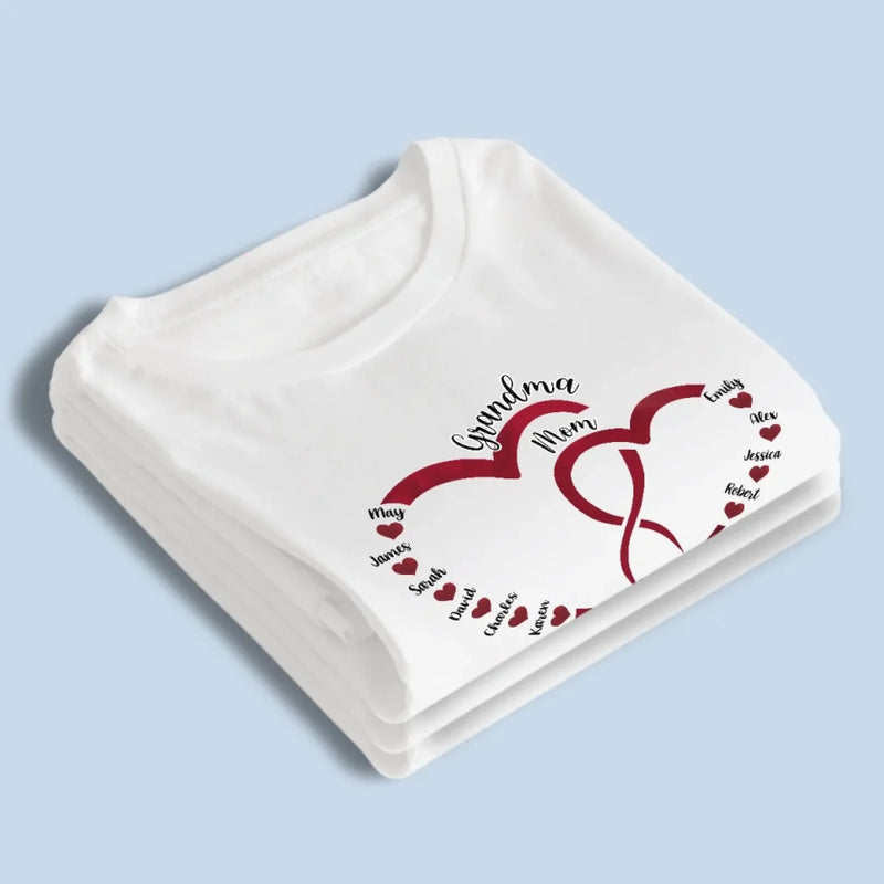 Love Begins With Her, And Grows With Us - Family Personalized Custom Unisex T-shirt, Premium T-shirt, Hoodie - Mother's Day, Gift For Mom, Grandma