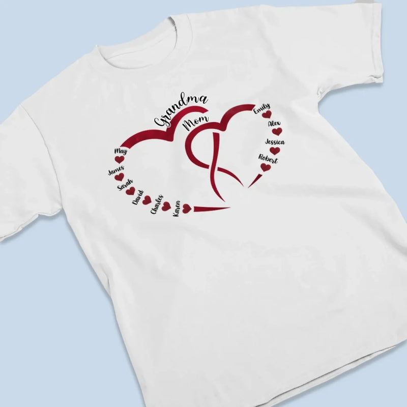 Love Begins With Her, And Grows With Us - Family Personalized Custom Unisex T-shirt, Premium T-shirt, Hoodie - Mother's Day, Gift For Mom, Grandma