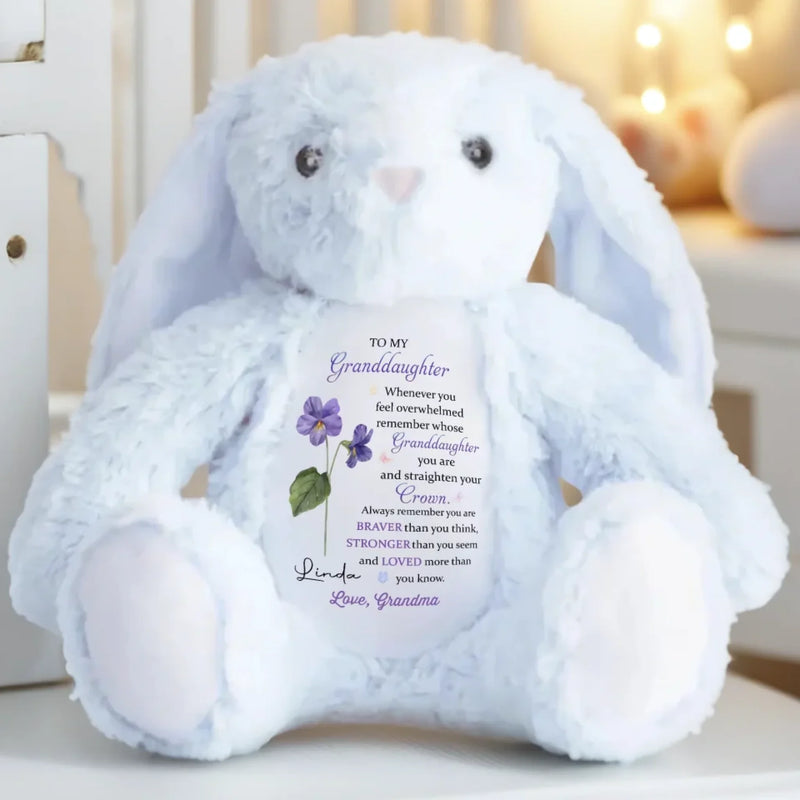 Keep Your Crown High, Sweet Girl - Family Personalized Custom Easter Bunny Plush - Gift For Daughter, Granddaughter