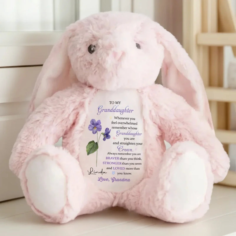 Keep Your Crown High, Sweet Girl - Family Personalized Custom Easter Bunny Plush - Gift For Daughter, Granddaughter