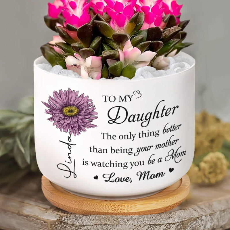 Love Grows Here - Family Personalized Custom Home Decor Ceramic Plant Pot - Mother's Day, House Warming Gift For Mom, Daughter