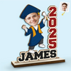Custom Photo Level Up Complete - Family Personalized Custom Shaped 2-Layered Wooden Plaque With Flat Stand - House Warming Gift, Graduation Gift For Family Members, Siblings, Brothers, Sisters
