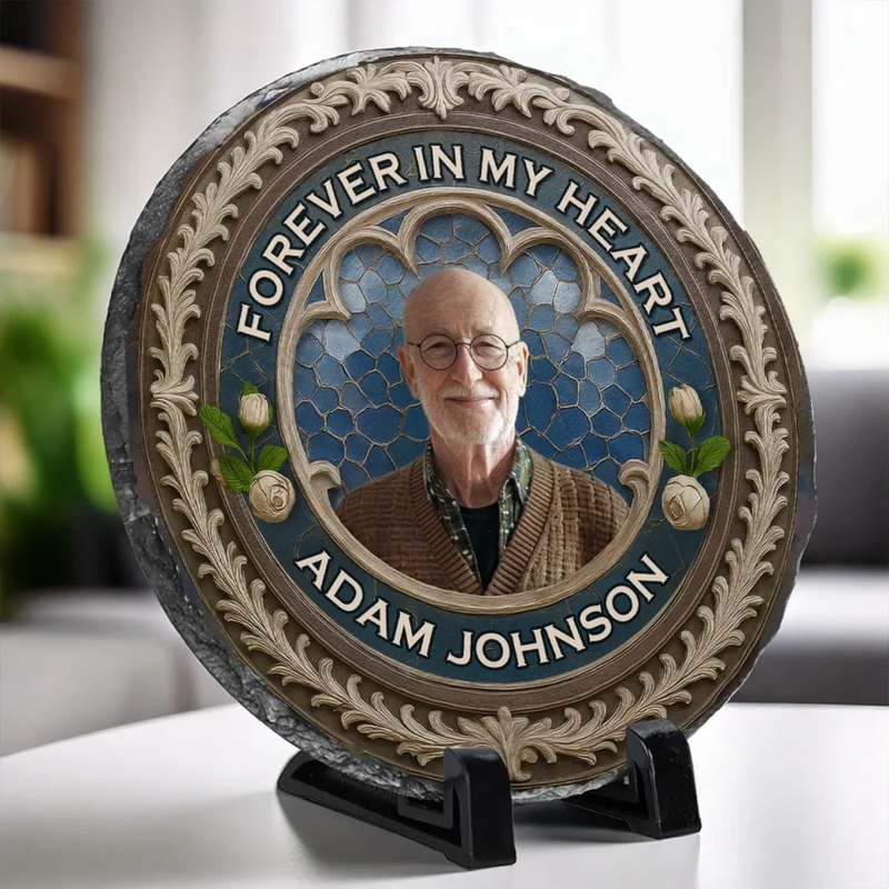 Custom Photo Your Love Still Guides Me - Memorial Personalized Custom Round Shaped Stone With Stand - Sympathy Gift For Family Members