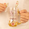Bloom With Grace - Family Personalized Custom Enamel Flower Tea Cup With Lid & Spoon - Gift For Yourself, Best Friends, Siblings, Family Members