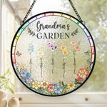 Custom Name Grandma's Garden Gifts for Grandma - Personalized Stained Glass Suncatcher