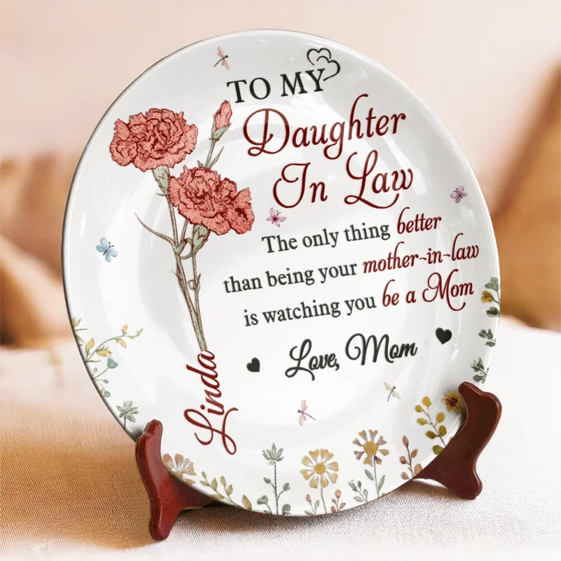 From My Heart To Yours, Always Loved - Family Personalized Custom Ceramic Plate - Mother's Day, Gift For Mom, Daughter