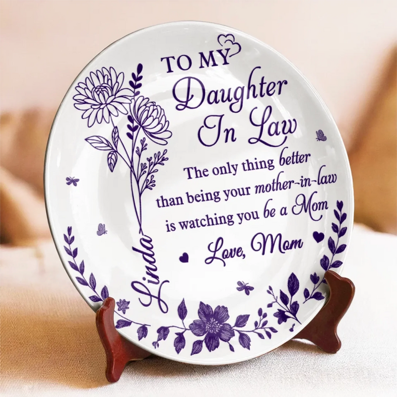 Your Love Is A Gift, Your Strength A Blessing - Family Personalized Custom Ceramic Plate - Mother's Day, Gift For Mom, Daughter