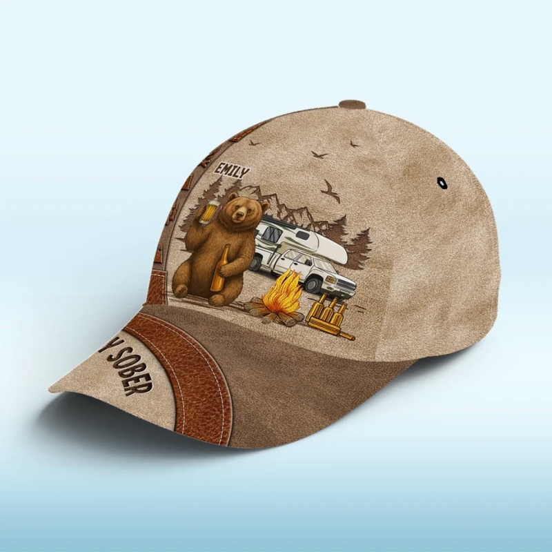 Custom Name Bearly Sober Camping Gifts for Men - Personalized Classic Cap
