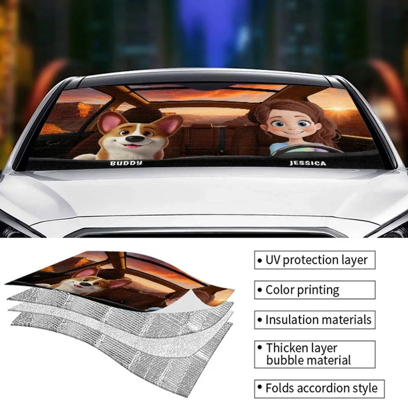 Paw-Sitively The Best Dog Mom Ever - Dog & Cat Personalized Custom Auto Windshield Sunshade, Car Window Protector - Mother's Day, Gift For Pet Owners, Pet Lovers