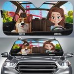 Custom Name Dog Lover Road Trip Gifts - Personalized Auto Sunshade
