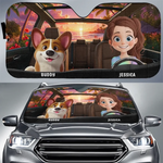 Custom Name Cartoon Dog Owner Gifts - Personalized Auto Sunshade