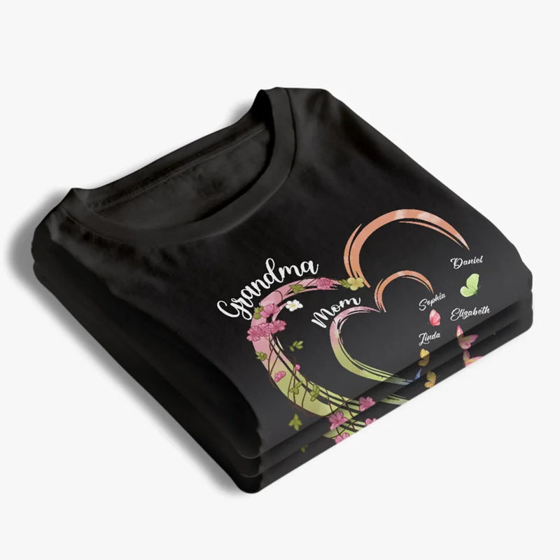 Hearts Forever Connected - Family Personalized Custom Unisex T-shirt, Premium T-shirt, Hoodie - Mother's Day, Gift For Mom, Grandma