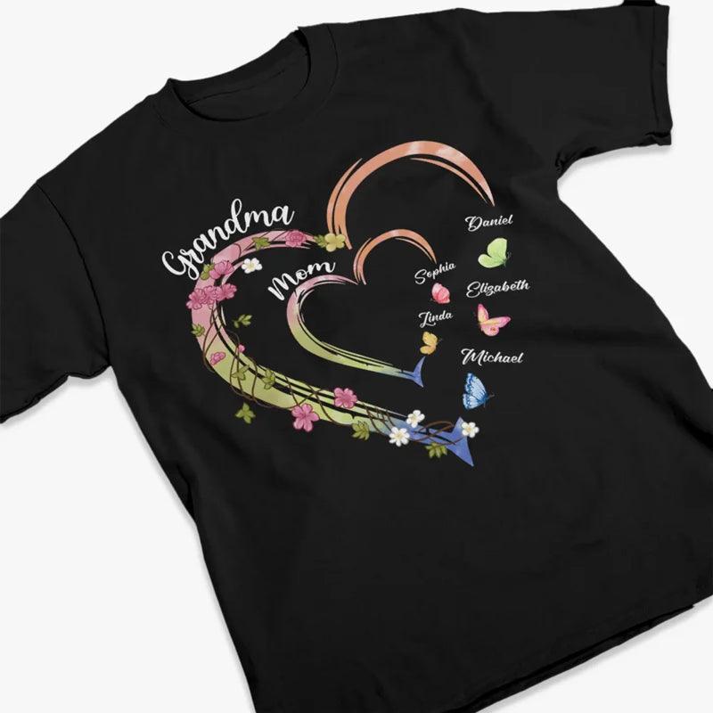 Hearts Forever Connected - Family Personalized Custom Unisex T-shirt, Premium T-shirt, Hoodie - Mother's Day, Gift For Mom, Grandma