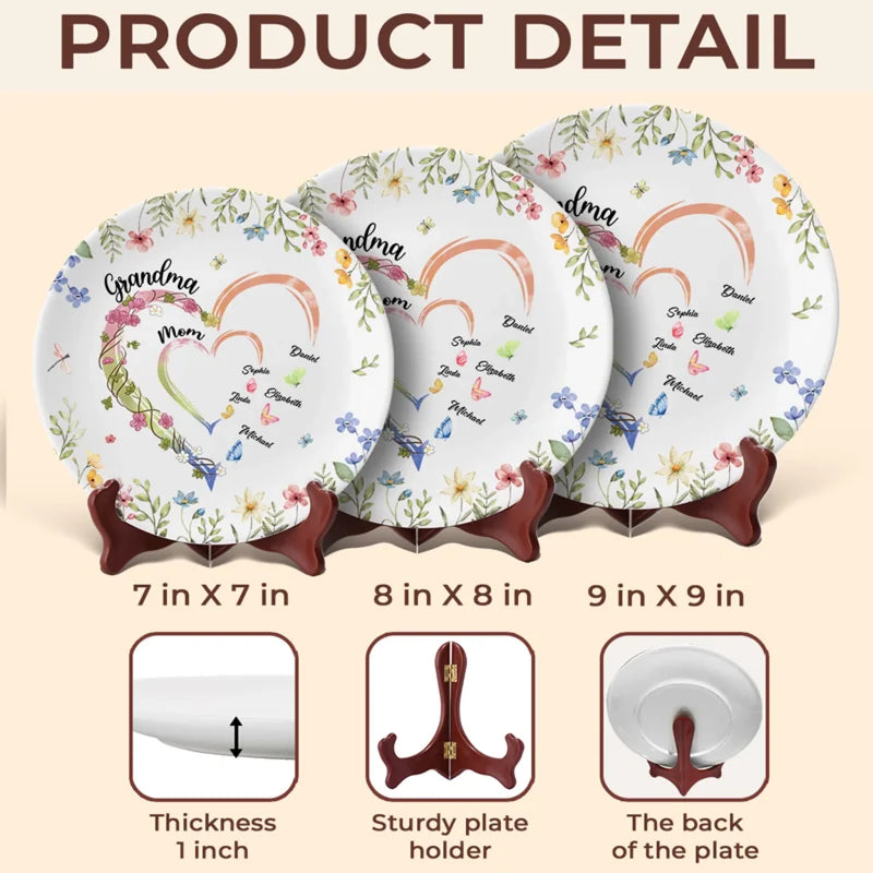 From Grandma to Mom to Us - Family Personalized Custom Ceramic Plate - Mother's Day, Gift For Mom, Grandma