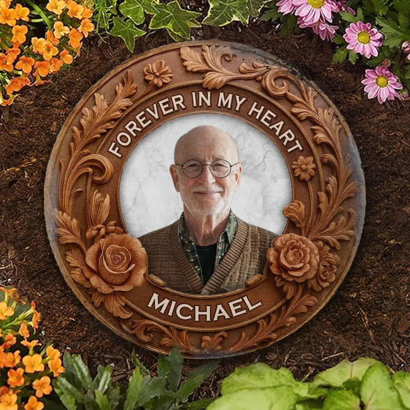 Custom Photo Always With Us, Always Watching Over - Memorial Personalized Custom Round Shaped Stone With Stand - Sympathy Gift For Family Members