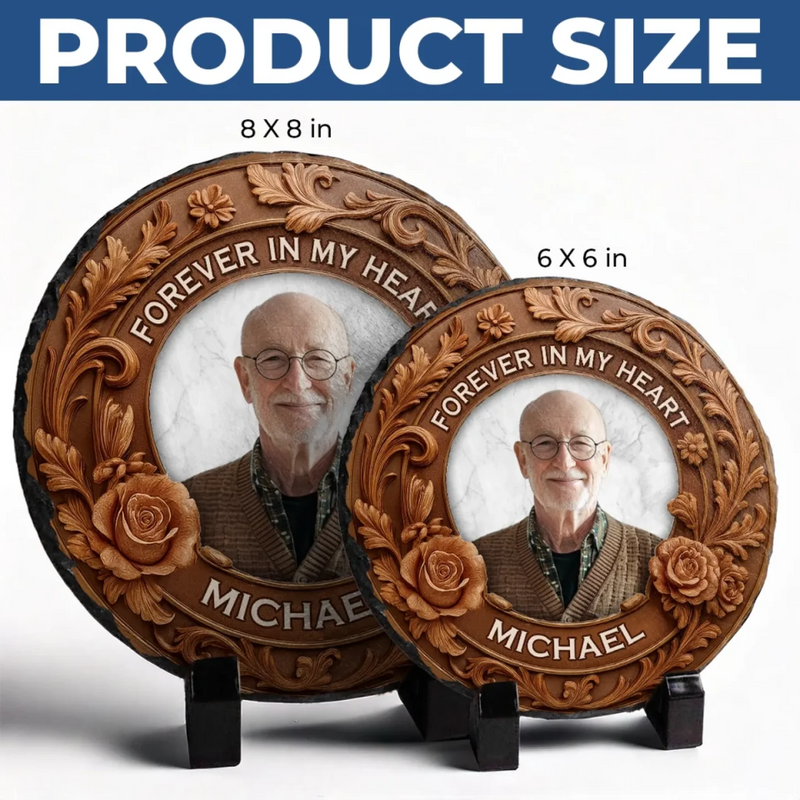 Custom Photo Always With Us, Always Watching Over - Memorial Personalized Custom Round Shaped Stone With Stand - Sympathy Gift For Family Members